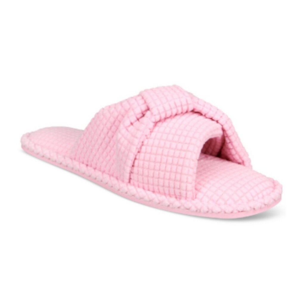 NWT Charter Club Women's Textured Knot-Top Slippers Baby  Pink